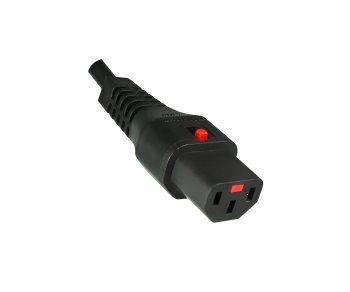 Power cable Europe CEE 7/7 90° to C13, 1mm², with lock, black, length 2.00m